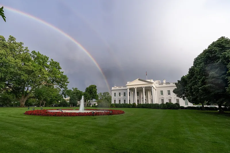 The north side of the White House and its North Lawn fountain in Washington, D.C.