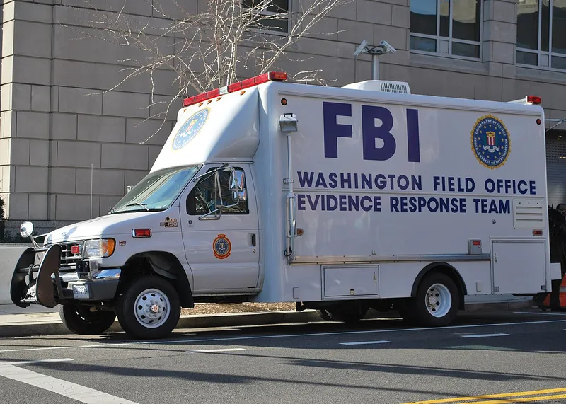 An FBI Evidence Response Team truck parked outdoors
